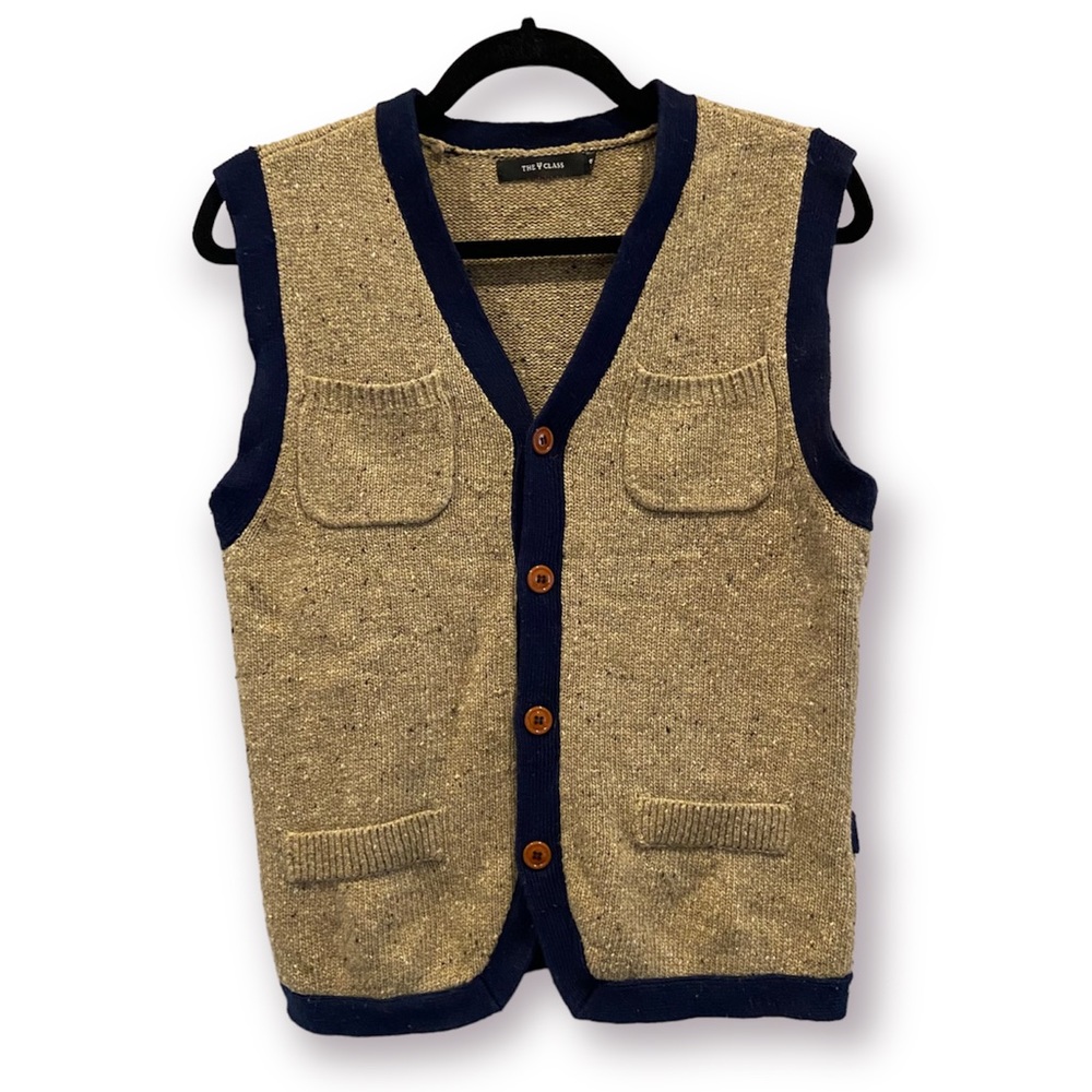 THE CLASS Vintage Inspired Wool Blend Grandpa Sweater Vest Medium